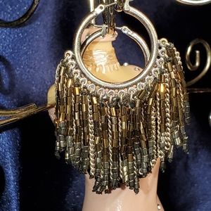 Silver and copper small hoop earrings